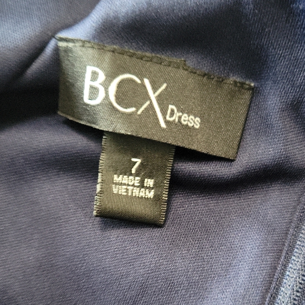 BCX Blue and Silver Asymmetrical Bodycon Cocktail Dress - Picture 2 of 6